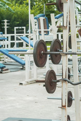 Outdoor fitness equipment in public park