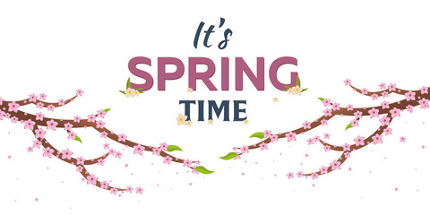 Obraz premium Spring banner. Background with sacura. Vector illustration.