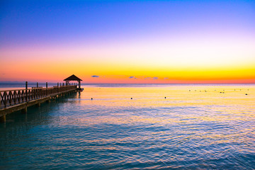 Fototapeta premium sea panoramic view of the Dominican Republic in the Caribbean with white beaches and palm trees