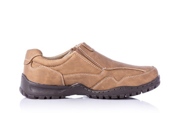 New brown men shoe. Studio shot isolated on white