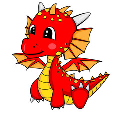 Cute Cartoon Baby Dragon