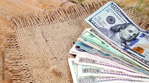 Us Dollars Korean Won Euro Bills And Some Money Us Dollars Korean Won Euro Bills And Some Money