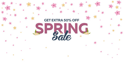 Spring banner. Background with sacura. Vector illustration.