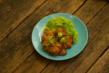 thai food spicy minced fried pork
