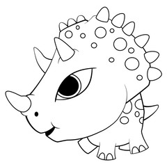 Cartoon Blue Baby Triceratops Dinosaur