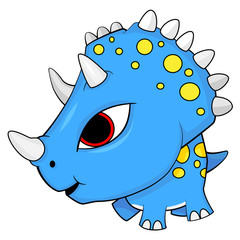 Cartoon Blue Baby Triceratops Dinosaur