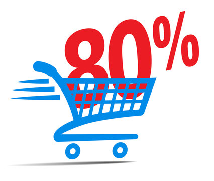 Check Out Cart SALE Icon Symbol with 80 Percent