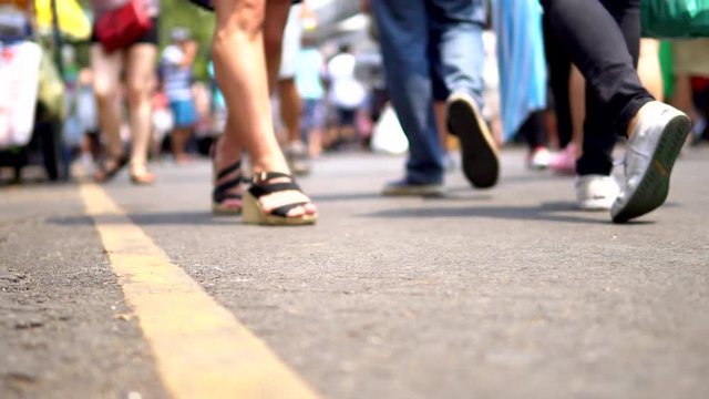 BANGKOK THAILAND - 4 MARCH 2017 :People walking street and shopping at Chatuchak Market 4K footage.Chatuchak Market is the biggest market in Thailand.