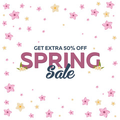 Spring banner. Background with sacura. Vector illustration.