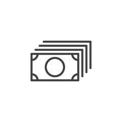 Money flow, banknotes line icon, outline vector sign, linear style pictogram isolated on white. Symbol, logo illustration. Editable stroke. Pixel perfect