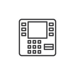 ATM, Cash Machine line icon, outline vector sign, linear style pictogram isolated on white. Symbol, logo illustration. Editable stroke. Pixel perfect