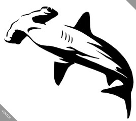 black and white linear paint draw hammerhead illustration
