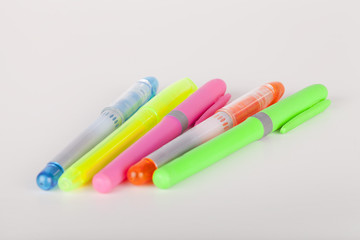 Set of colorful markers isolated on a white background.