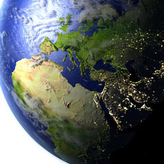 Fototapeta premium EMEA region on realistic model of Earth