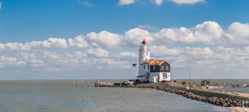 Panorama with Lighthouse on Seashore