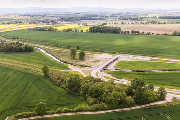 aerial view of the  harvest fields