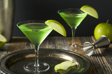 Homemade Green Alcoholic Appletini Cocktail