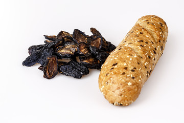 roll or croissant with dried plums