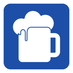 blue, white information sign - beer with foam icon