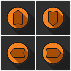 four orange round with black arrows and shadows