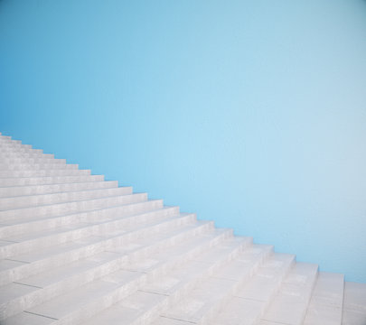 Stairs and blue wall