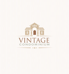 Vintage Upscale Condominium Creative Vector Emblem Concept