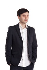 Portrait of a young businessman . Isolated on white background