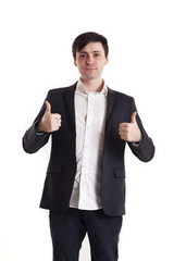 Portrait of a young businessman . Isolated on white background