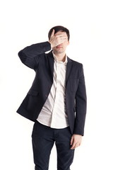 Portrait of a young businessman . Isolated on white background