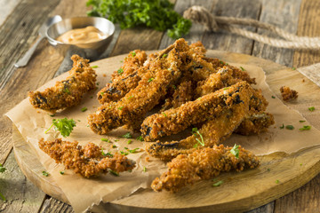 Homemade Breaded Fried Portabella Mushroom Fries