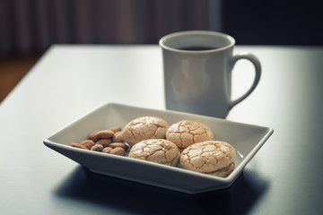 Almond Cookies And A Cup Of Coffee 