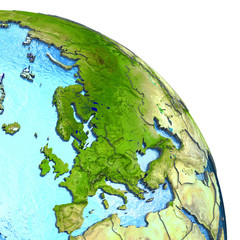 Europe on model of Earth