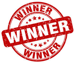 winner red grunge round vintage rubber stamp