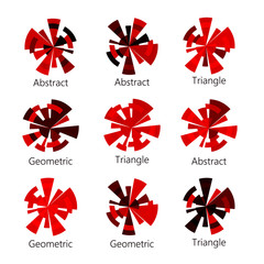 Isolated abstract red shade round shape logo of triangles set on white background, diagram icons collection, geometric elements vector illustration