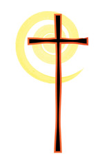 cross, christian religious symbol with a swirl of light
