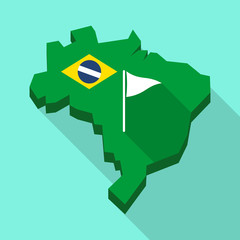 Long shadow map of Brazil with a golf flag