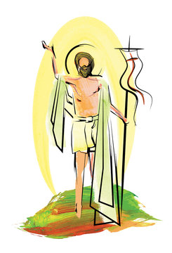 Jesus Christ the risen Lord, Easter resurrection abstract artistic illustration