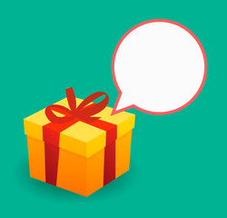 Present with  a comic balloon