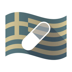 Long shadow Greece flag with a pill