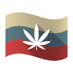 Long shadow Russia flag with a marijuana leaf