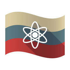 Long shadow Russia flag with an atom