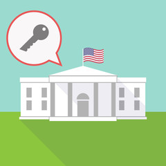 the White House with a balloon and a key