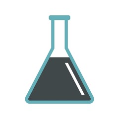 Conical flask test tube with oil icon, flat style