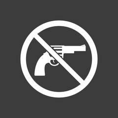 Isolated vector illustration of  a gun  in a not allowed signal