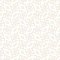 Subtle Ornament With Striped Rhombuses. Vector Seamless Monochrome Pattern