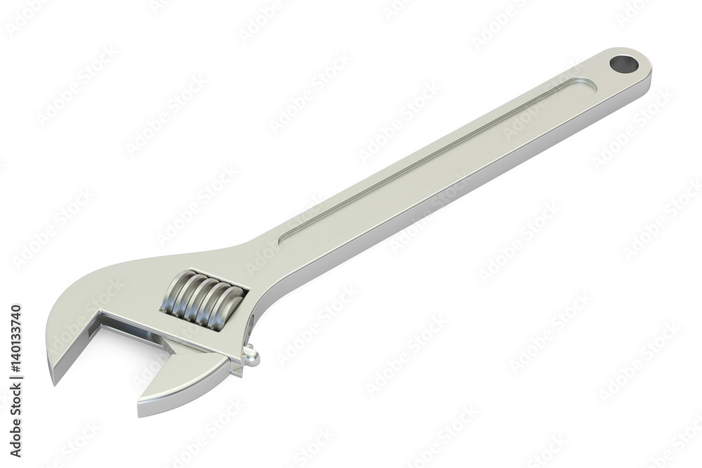 Wall mural adjustable wrench closeup, 3d rendering