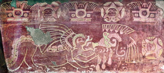 The ancient image of the red jaguar on the ruins of Teotihuacan - Mexico © vadim_petrakov