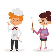 cartoon profession kids children vector set illustration person childhood doctor teacher uniform worker character