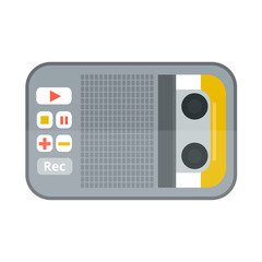 Tape recorder or dictaphone icon isolated on white vector illustration microphone voice audio sound equipment electronic device pocket media interview