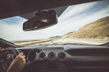 Man driving his sport car